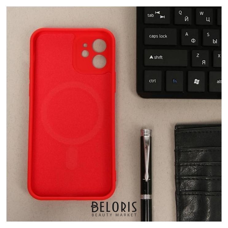Чехол Luazon для Iphone 12, поддержка Magsafe, силиконовый, красный LuazON Home