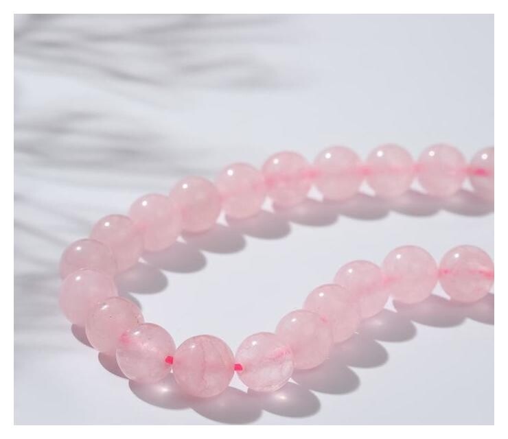 Бусины на нити шар №8 "Кварц розовый", 46 бусин  