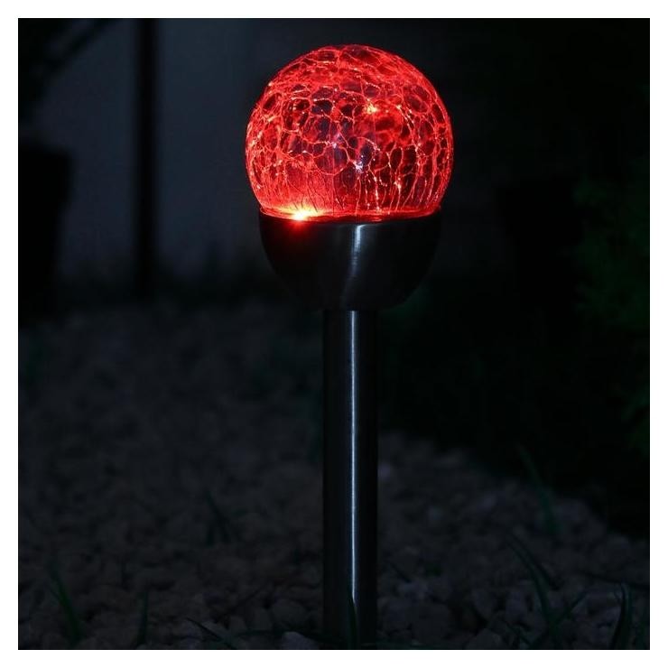 

Фонарь садовый на солнечной батарее "Шар света" 36,5см, D-6см, 1 Led, металл, RGB