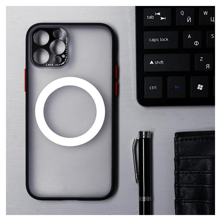 

Чехол Luazon для Iphone 12 Pro, поддержка Magsafe, с окантовкой, пластиковый, черный