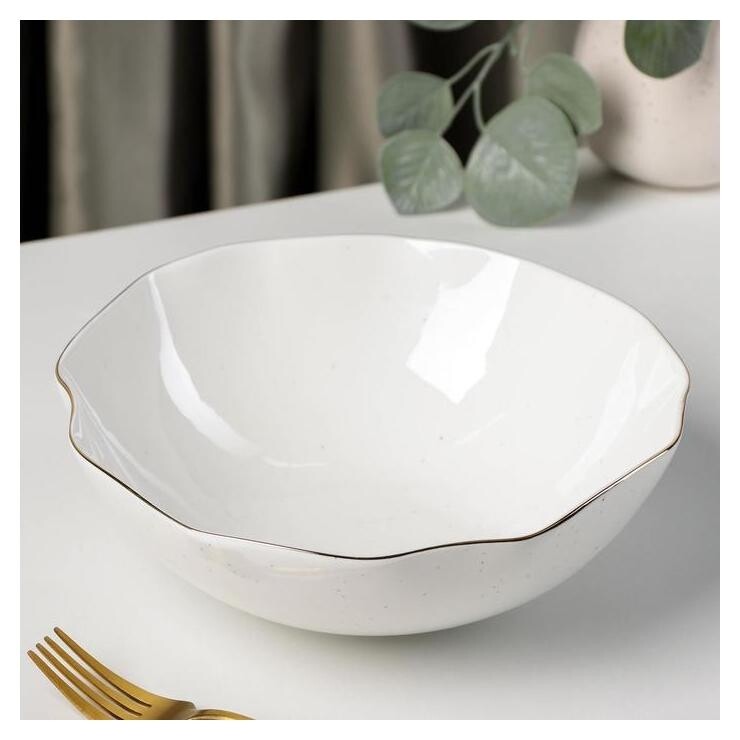 Салатник доляна «Млечный путь»,22×7,7 см, цвет белый в крапинку  Доляна