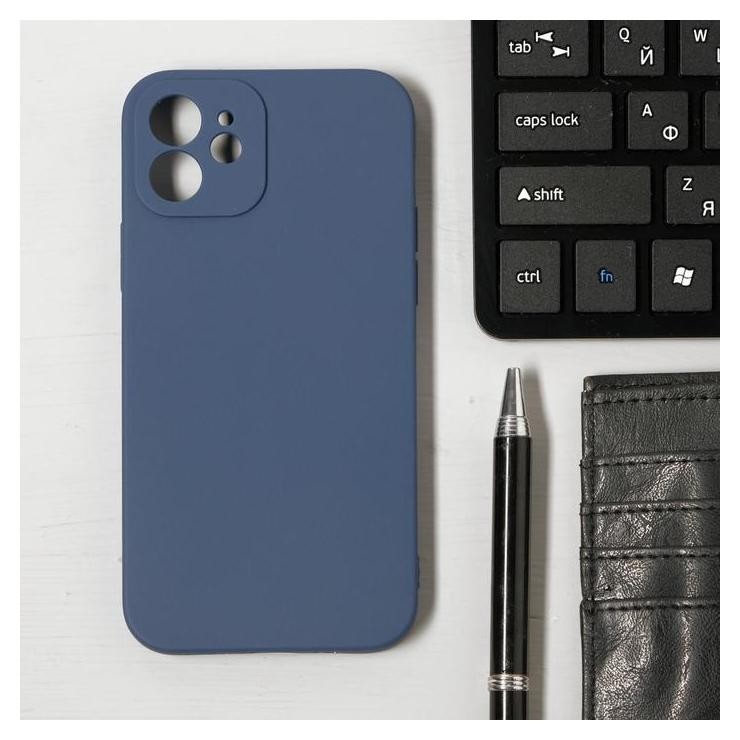 Чехол Luazon для телефона Iphone 12, Soft-touch силикон, глубокий синий