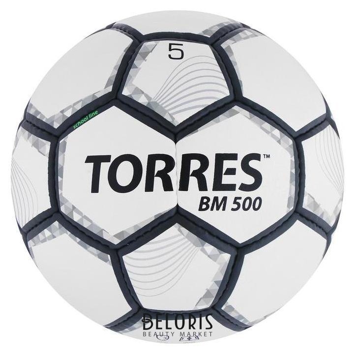 Мяч футбольный Torres BM 500, размер 5, 32 панели, PU, 4 подкладочных слоя, ручная сшивка, цвет белый/серый Torres