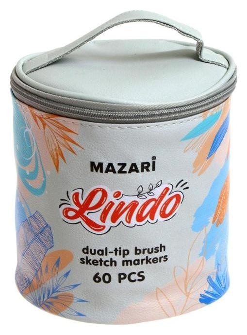 

Набор маркеров худож Mazari Lindo 60цв (2ст:кисть1.0/скош6.2) текстильный чехол, опп-уп