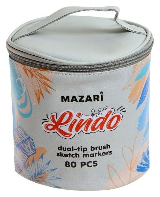 

Набор маркеров худож Mazari Lindo 80цв (2ст:кисть1.0/скош6.2) текстильный чехол, опп-уп