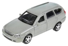 Машина металлическая Lada Priora, 12 см, открываются двери и багажник, инерция, цвет бежевый Технопарк