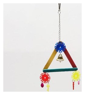 Игрушка для птиц "Разноцветный треугольник", с колокольчиком Адель