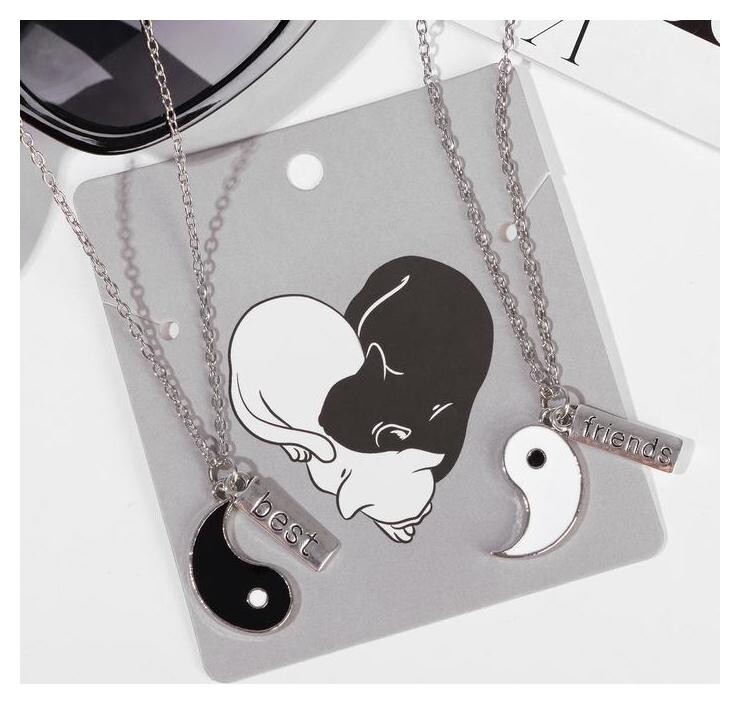 Кулоны "Неразлучники" ин-ян, дружба, цвет чёрно-белый, 45 см Tell your story