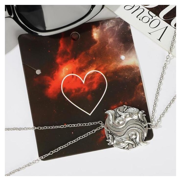 Кулоны "Неразлучники" волки инь-ян, цвет серебро, 45 см  Tell your story