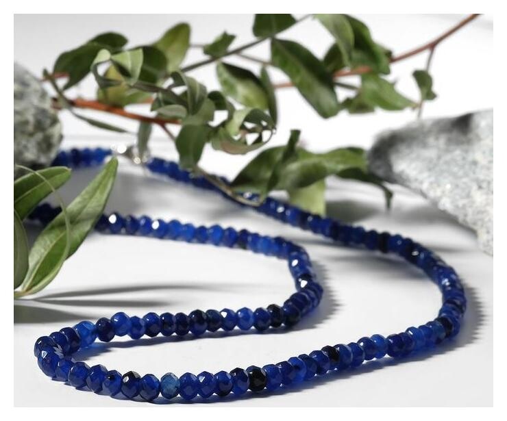 Бусы кукуруза гранёная "Агат" под сапфир, 44см 