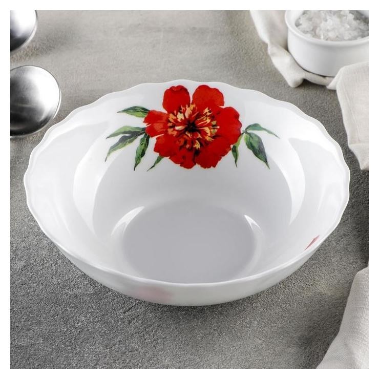 

Тарелка суповая доляна «Бархатная роза», D=18 см, цвет белый