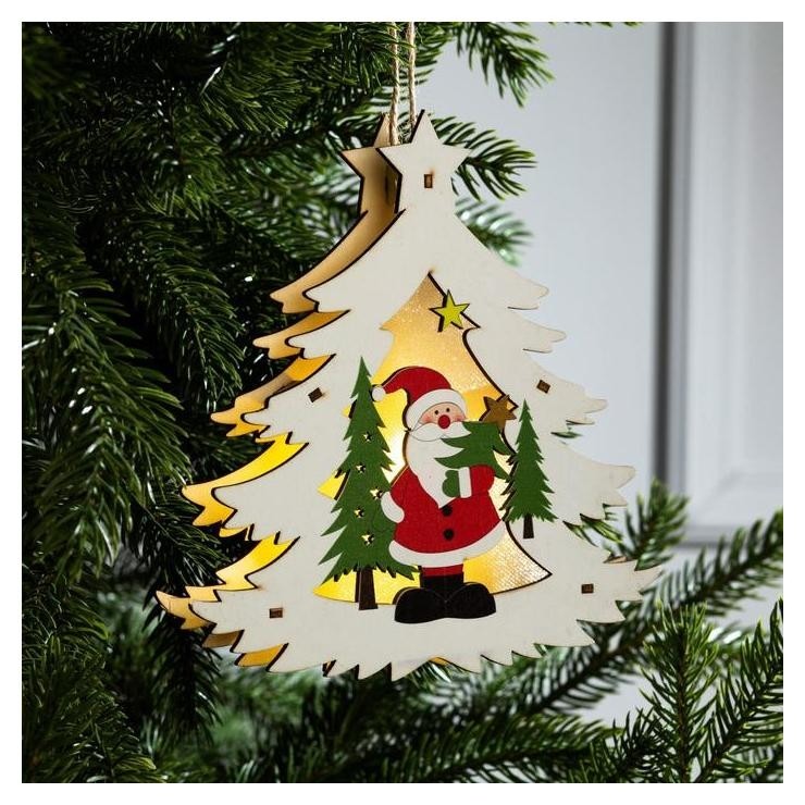 

Подвеска световая "Ёлочка со снеговиком", 18х17х2, Cr41, т/белый