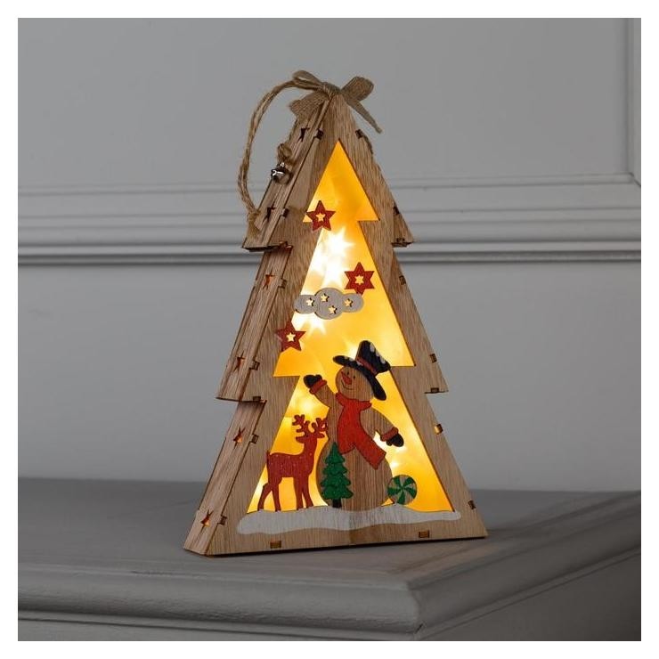 

Фигура световая "Ёлочка со снеговиком", .5х14х4, ааа*2, 6led, тёплое белое