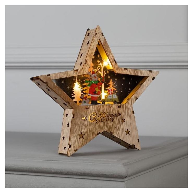 

Фигура световая "Звезда с оленем", 22х22х4, ааа*2, 6led, тёплое белое