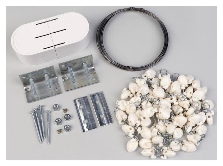 Карниз-струна 10 м, с пластмассовыми зажимами, 60 шт, цвет белый  