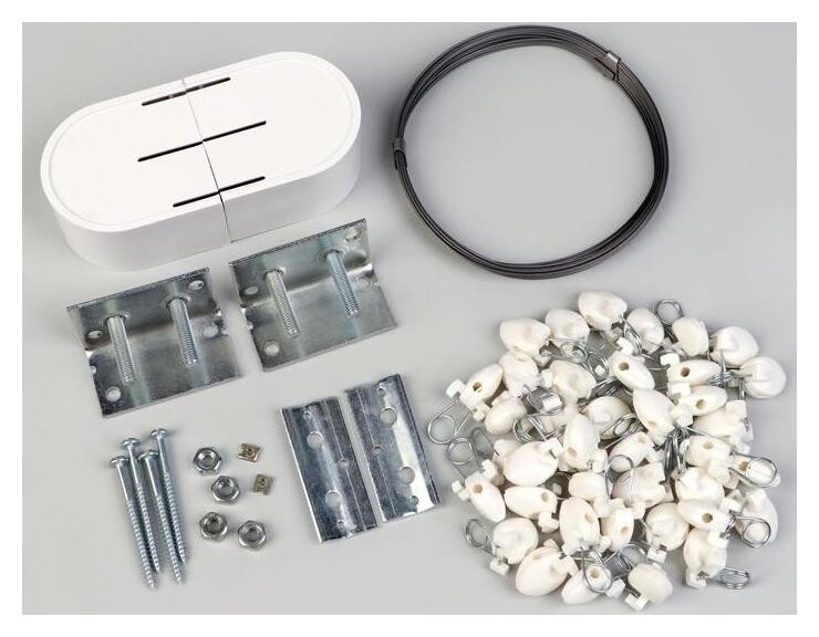 Карниз-струна 7 м, с пластмассовыми зажимами, 40 шт, цвет белый  