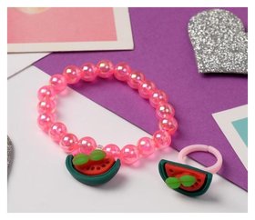 Набор детский "Выбражулька" 2 предмета: кольцо, браслет, арбуз, цветной Выбражулька