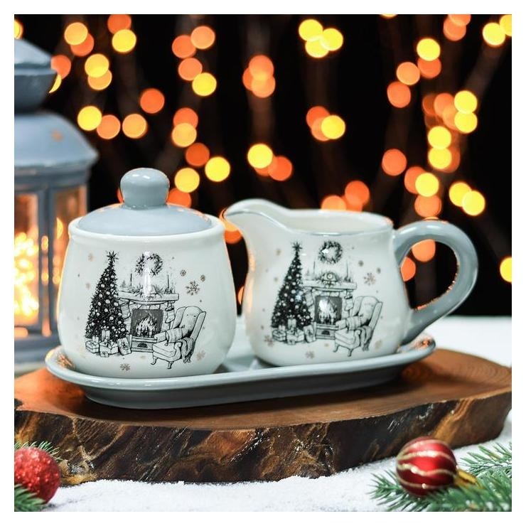 

Набор сервировочный доляна 2 шт. «Хюгге», молочник 270 мл, сахарница 310 мл, 9,4×10,6 см