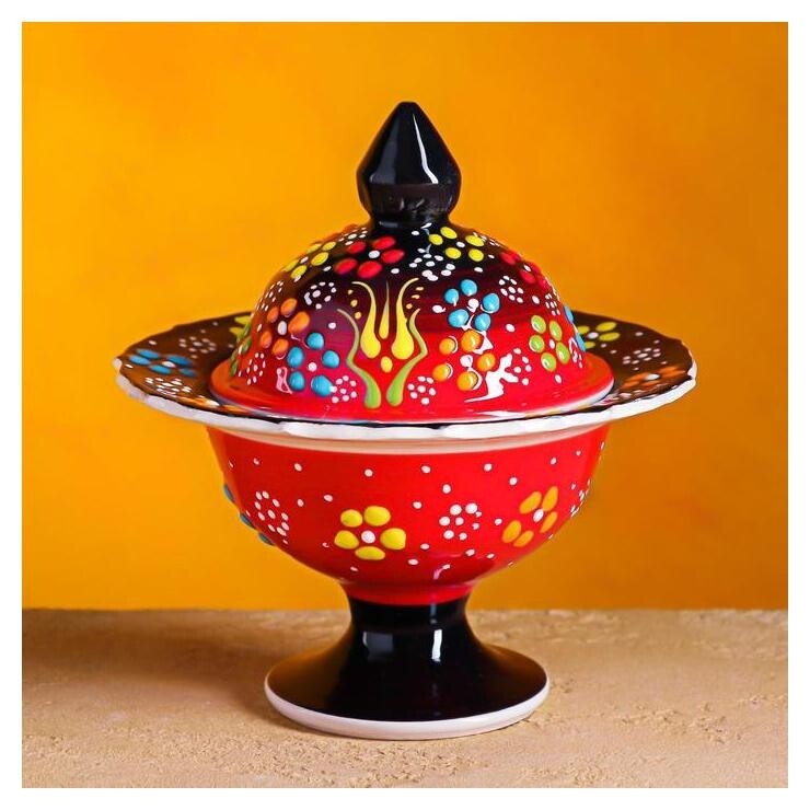 Сахарница на ножке "Рельеф красный" 0,15 л  Шафран