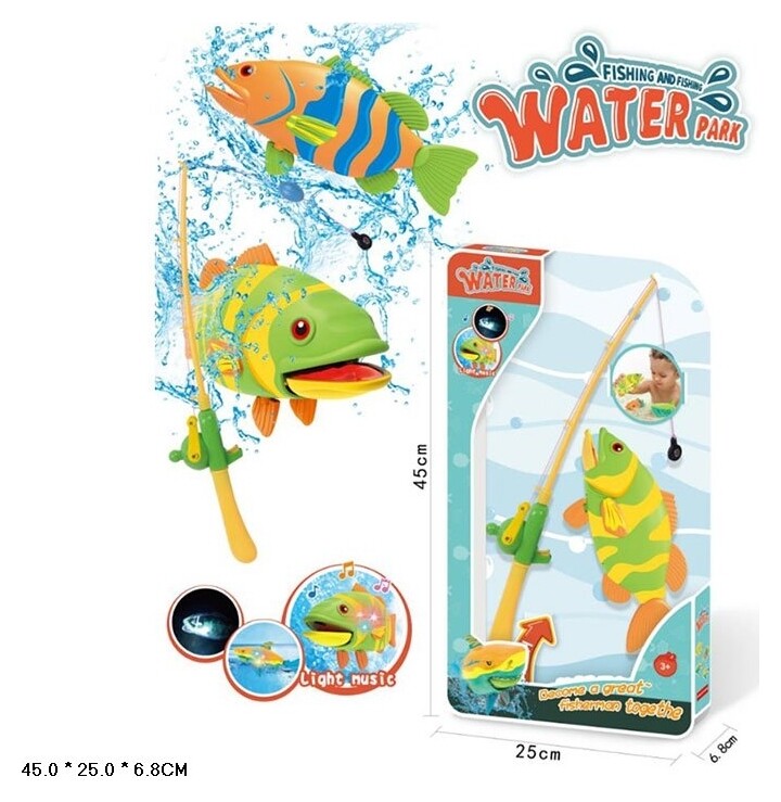 Рыбалка магнитная С рыбкой на батарейках, со световыми и музыкальными эффектами 45х25х6,8см  