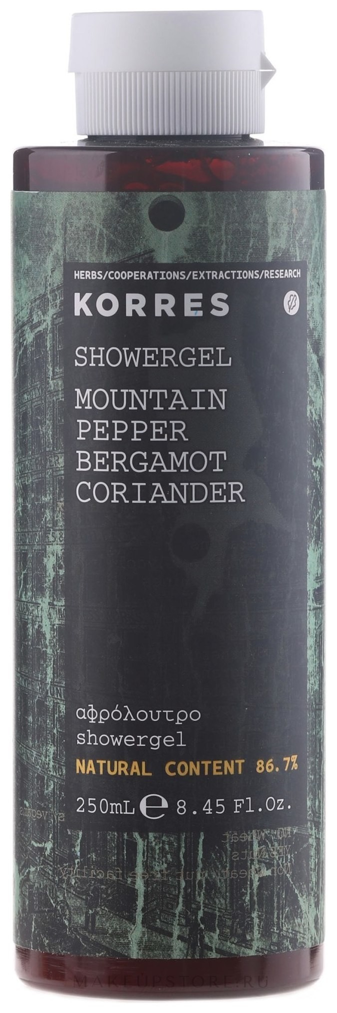 Гель для душа горный перец, бергамот, кориандр Mountain Pepper Showergel Korres