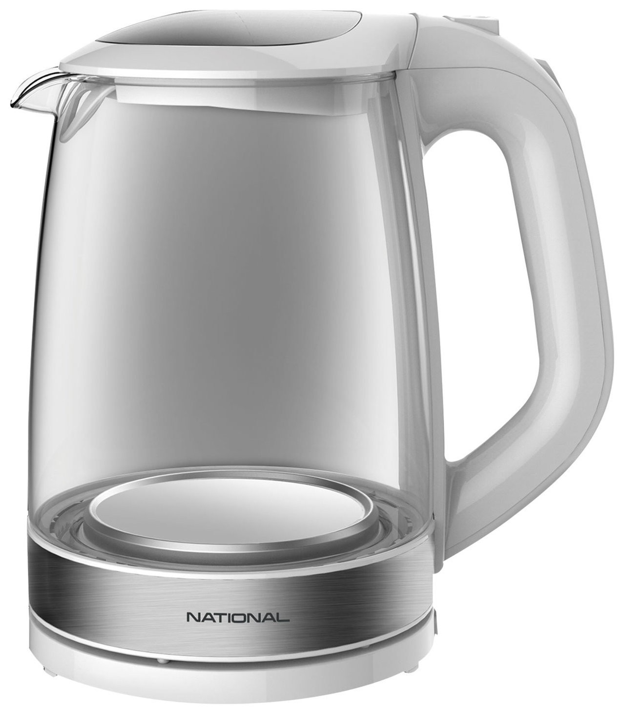 Чайник National Nk-ke20307, 2 л, 2200 Вт, закрытый нагревательный элемент, стекло, белый