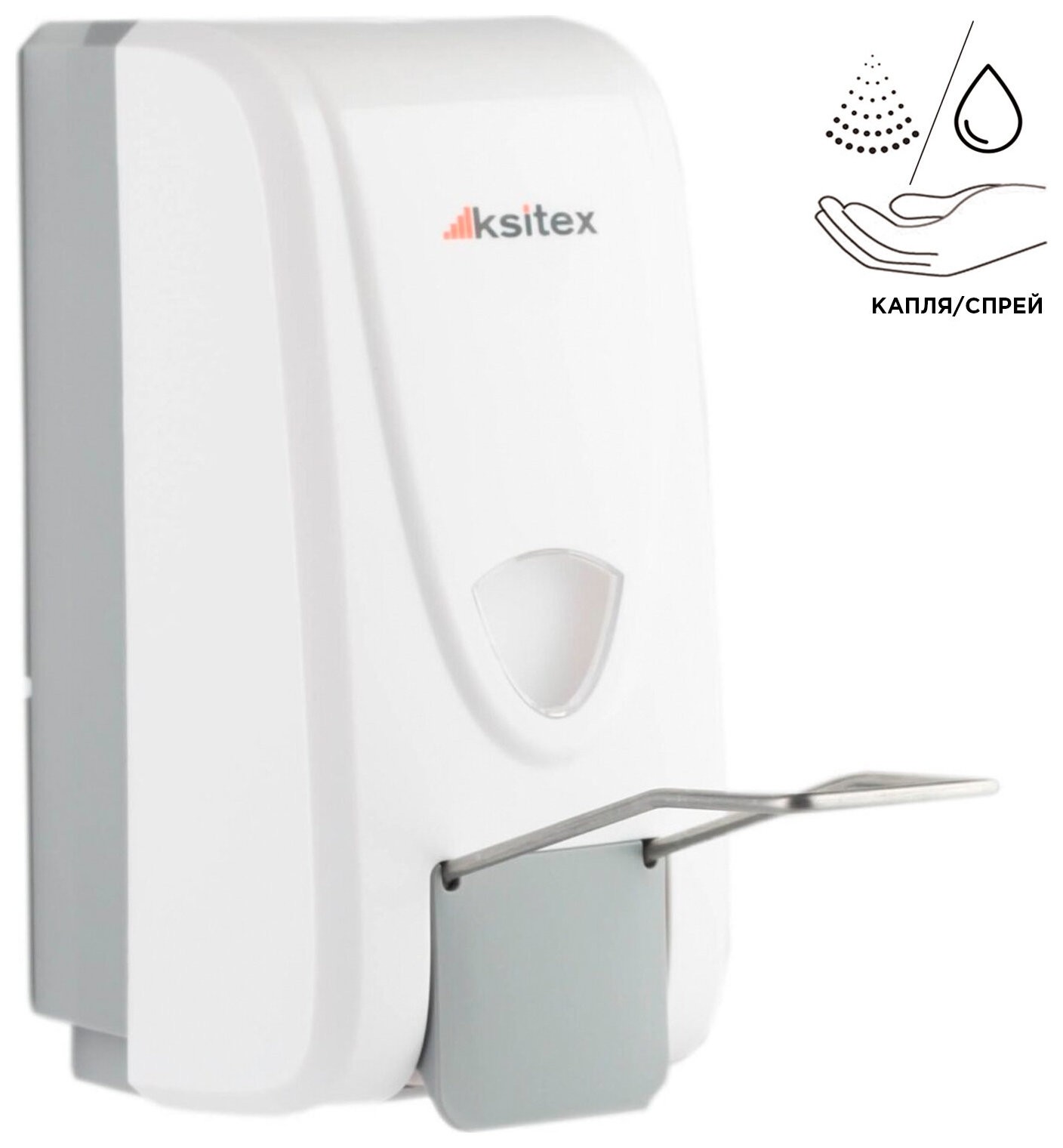 

Диспенсер локтевой для жидкого мыла и антисептика наливной, 1 л, белый, Ksitex, Es-1000