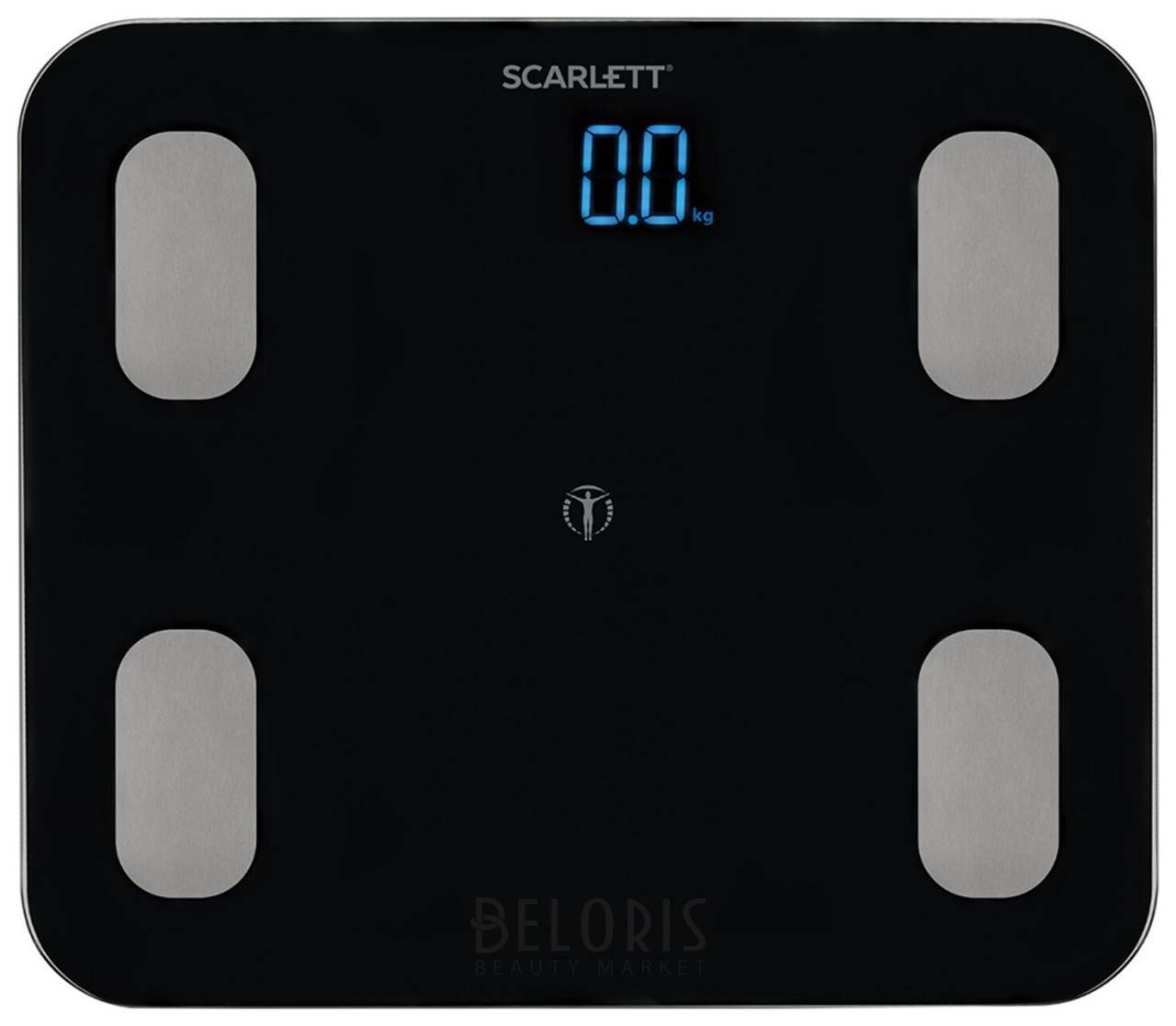 Весы напольные диагностические Scarlett Sc-bs33ed46, электронные, вес до 150 кг, Bluetooth, черные Scarlett