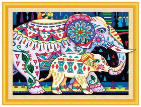 Картина стразами (Алмазная мозаика) сияющая 40х50 см, остров сокровищ "Индийские слоны", без подрамника, 662452 Остров сокровищ