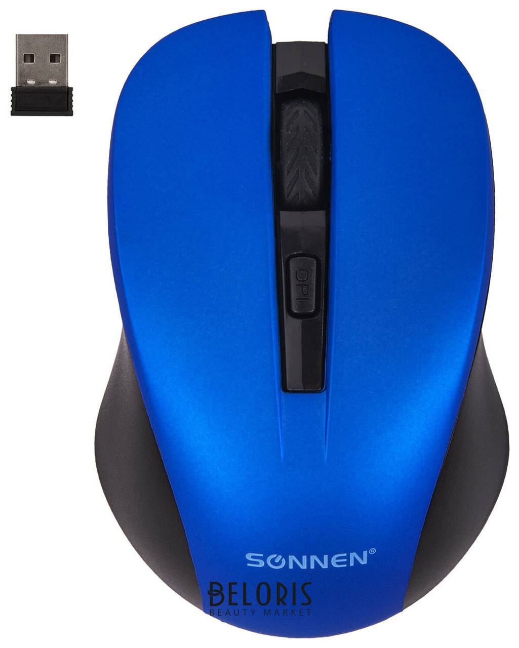 Мышь беспроводная с бесшумным кликом Sonnen V18, Usb, 800/1200/1600 Dpi, 4 кнопки, синяя, 513515 Sonnen