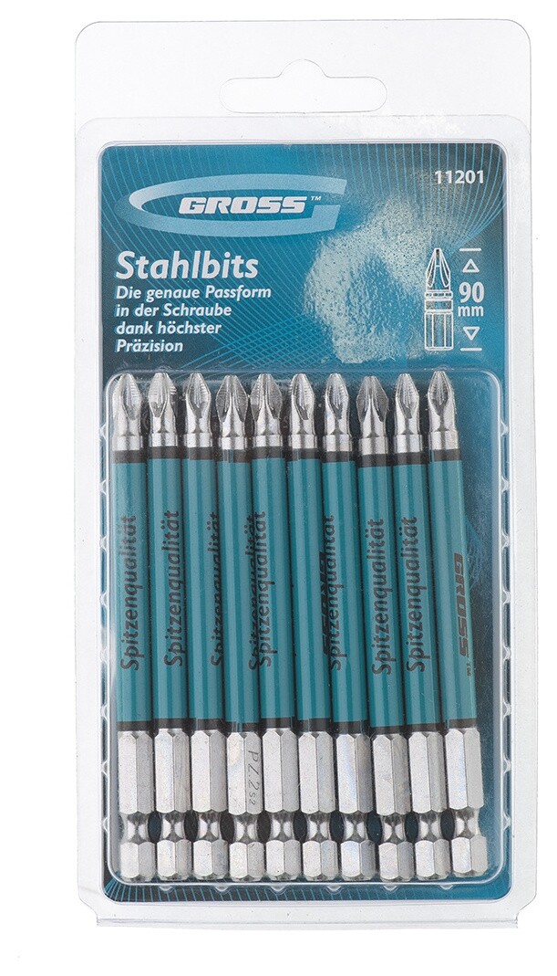 Набор бит PZ2 х 90, сталь S2, 10 шт. Gross
