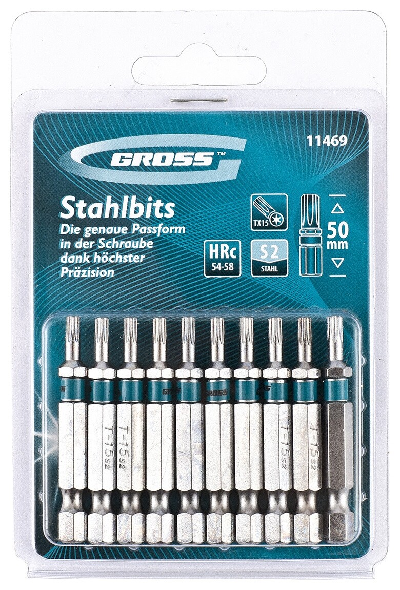 Набор бит Torx 15 х 50, сталь S2, 10 шт. Gross