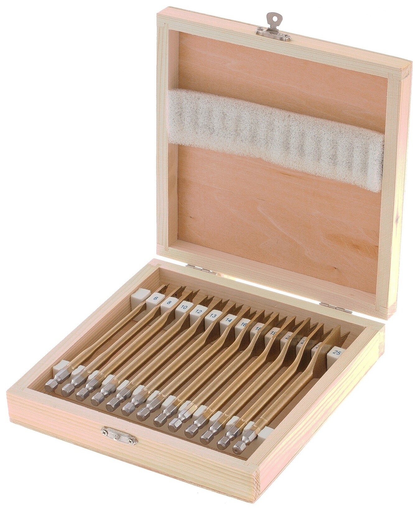 Набор сверл перовых по дереву, 6-8-10-12-13-14-16-18-19-20-22-24-25 мм, 13 шт, деревянный кейс Matrix (Матрикс)