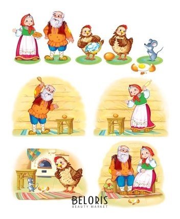 Комплект вырубных мини-плакатов со скотчем герои сказки курочка ряба (9 шт. в комплекте) Издательство сфера