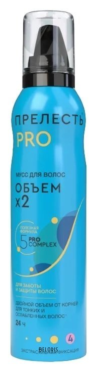 Мусс для волос Объем х2 Сильная фиксация Прелесть Professional