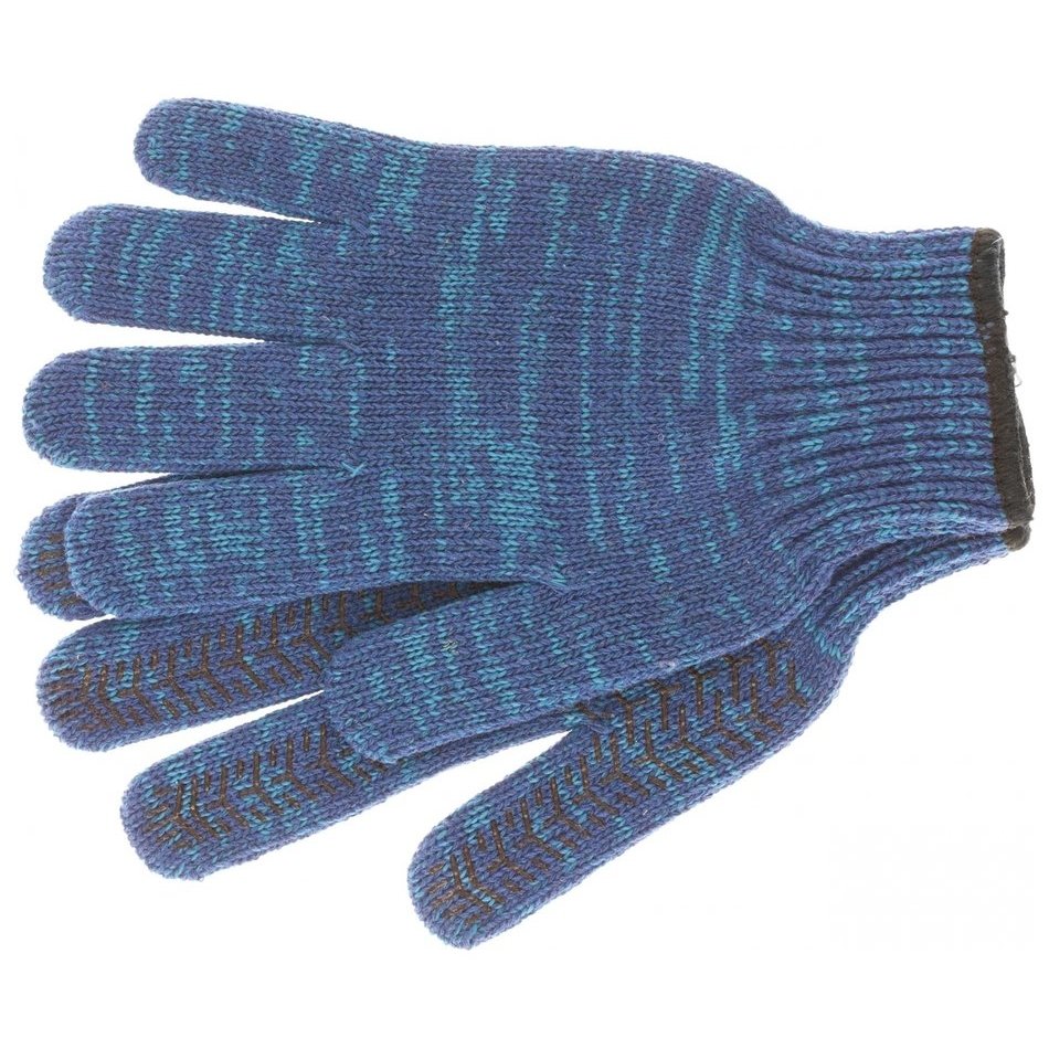 Перчатки трикотажные усиленные, гелевое пвх-покрытие, 7 класс, синие россия