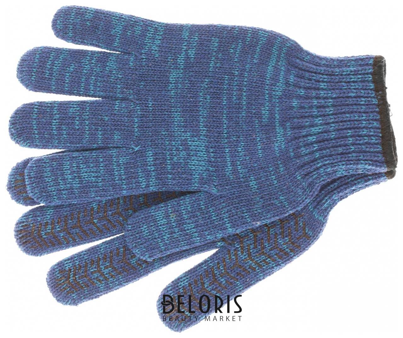 Перчатки трикотажные усиленные, гелевое пвх-покрытие, 7 класс, синие россия Сибртех