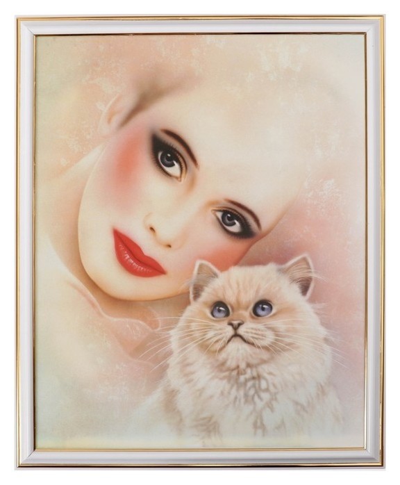 

Картина "Девушка с котом" 35х28 (38х31)см