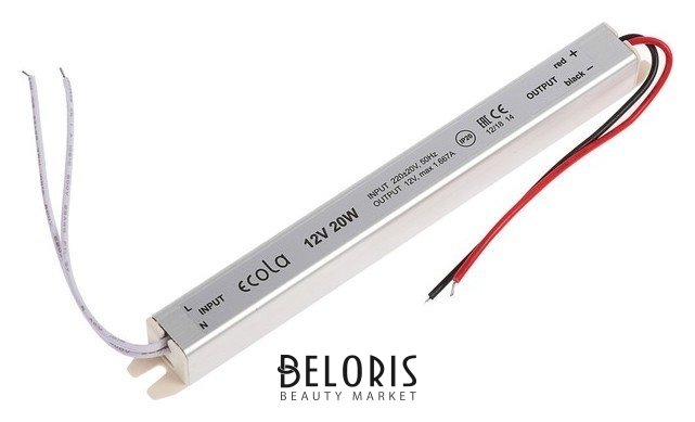 Блок питания для светодиодной ленты Ecola LED Strip Power Supply, 20вт, 12в, длинный, тонкий Ecola