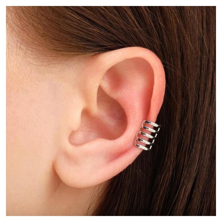 Серьга "Каффа" пять полос, цвет серебро отзывы