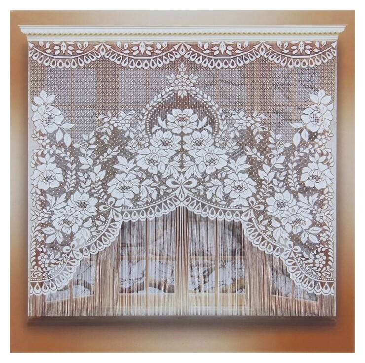 Штора кухонная 169х162 см, белый, 100% п/э, без шторной ленты  Лента