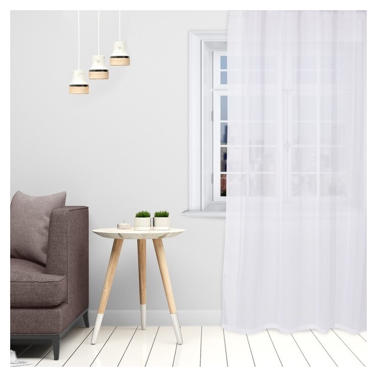 Тюль «Этель» 140×300 см, цвет белый, вуаль, 100% п/э  Этель