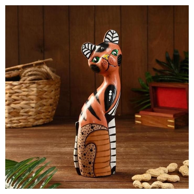

Сувенир "Кошка коричневая" дерево 8х4х30 см
