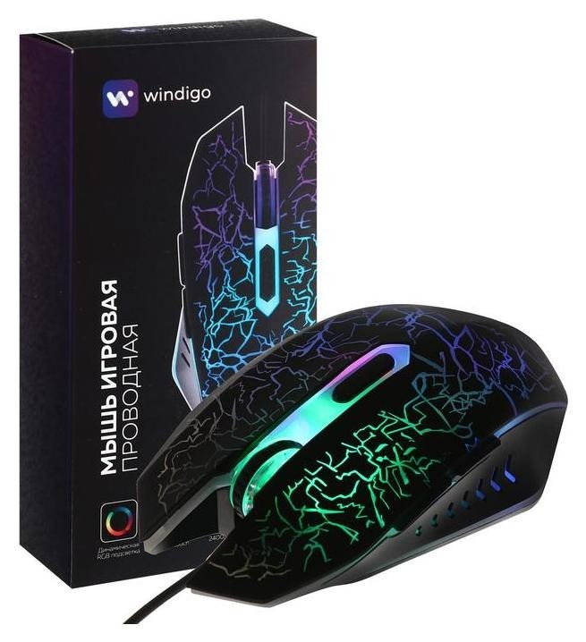 Мышь Windigo Mb-2.4, игровая, оптическая, подсветка, покрытие Soft-touch, 1.3 м