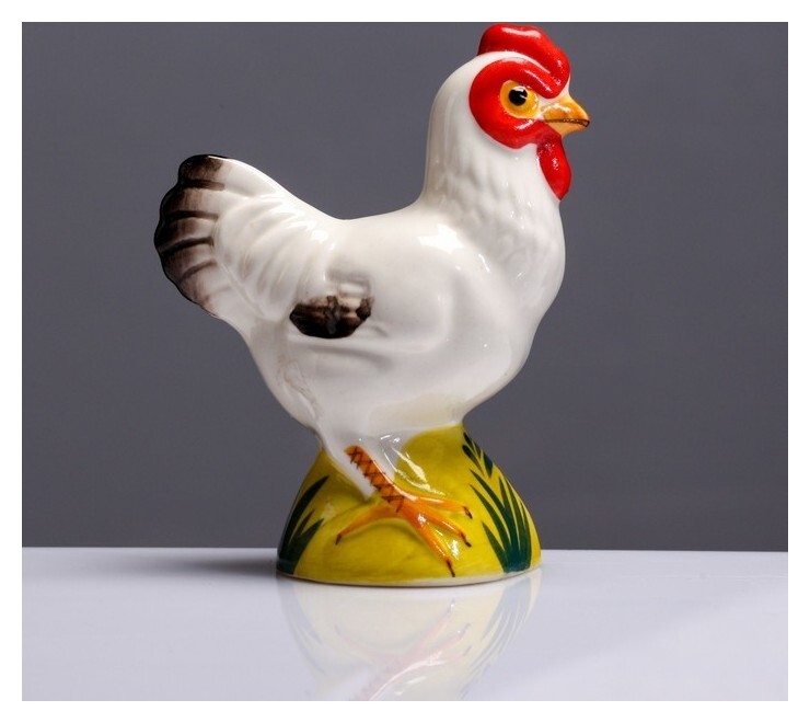 Статуэтка фарфоровая «Курица белая», авторская роспись, 10,5 см  Весёлый фарфор (Чайник)