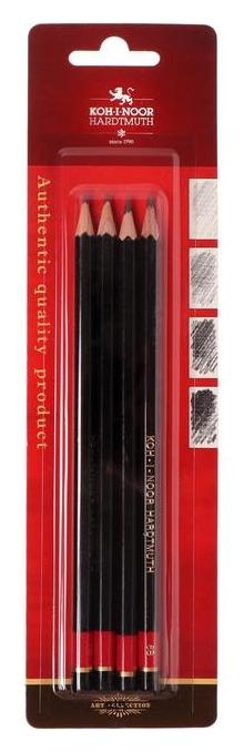 Набор карандашей чернографитных разной твердости 4 штуки Koh-i-noor 1935 B-2h, блистер