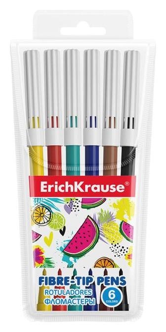 Фломастеры 6 цветов, Erich Krause, смываемые, вентилируемый колпачок