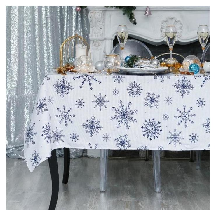 

Скатерть доляна «Новый год: синие снежинки» 220х149 см, 100% хлопок, 164 г/м2
