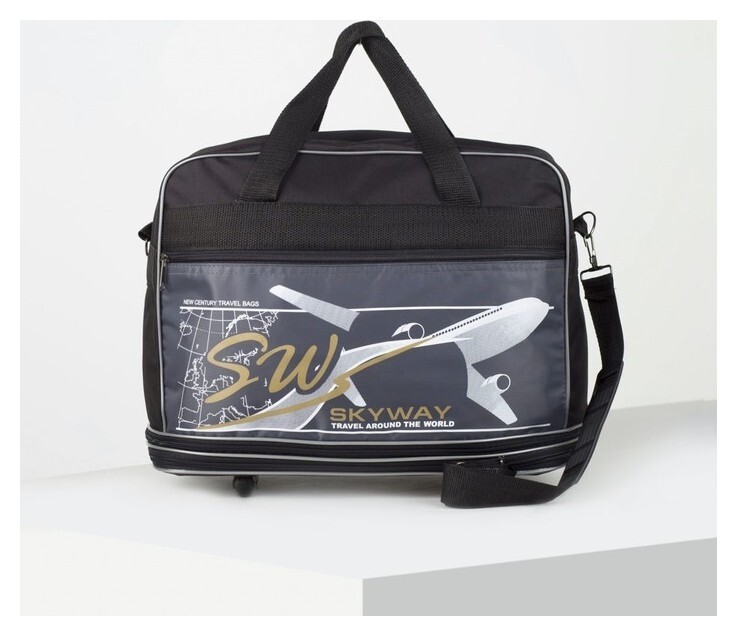 Сумка дорожная на колёсах, отдел на молнии, с увеличением, наружный карман, цвет чёрный Sarabella