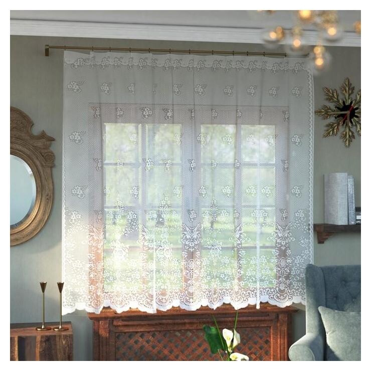 Штора м489 без шторной ленты 180х165 см, белый, пэ 100%  Лента